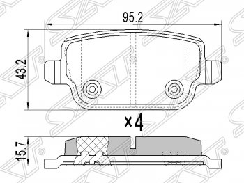 Колодки тормозные SAT (задние) Ford Mondeo Mk4,DG рестайлинг, универсал (2010-2014)