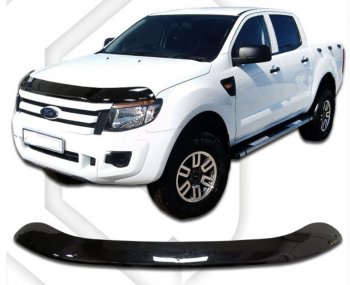 2 059 р. Дефлектор капота CA-Plastic  Ford Ranger  DoubleCab (2011-2016) (Classic черный, Без надписи)  с доставкой в г. Санкт‑Петербург. Увеличить фотографию 1