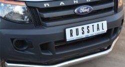 16 499 р. Одинарная защита переднего бампера диаметром 76 мм SLITKOFF  Ford Ranger ( DoubleCab,  RapCab) (2011-2016) дорестайлинг, дорестайлинг  с доставкой в г. Санкт‑Петербург. Увеличить фотографию 2