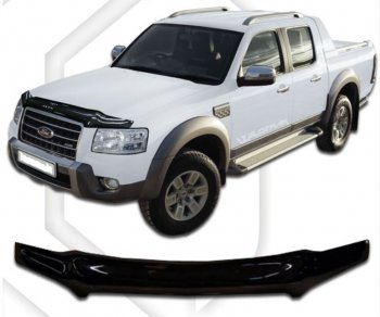 2 599 р. Дефлектор капота CA-Plastic  Ford Ranger  2 (2006-2009) (Classic черный, Без надписи)  с доставкой в г. Санкт‑Петербург. Увеличить фотографию 1