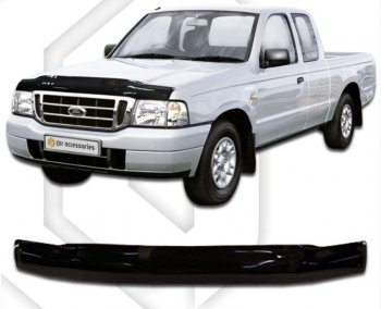 1 839 р. Дефлектор капота CA-Plastic  Ford Ranger (2003-2007) рестайлинг (Classic черный, Без надписи)  с доставкой в г. Санкт‑Петербург. Увеличить фотографию 1