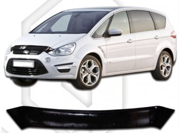 2 699 р. Дефлектор капота CA-Plastiс  Ford S-Max  1 (2010-2015) (Classic черный, Без надписи)  с доставкой в г. Санкт‑Петербург. Увеличить фотографию 1