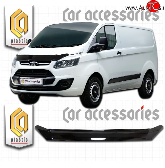 1 799 р. Дефлектор капота CA-Plastic  Ford Tourneo Custom (2012-2018) (Classic черный, Без надписи)  с доставкой в г. Санкт‑Петербург