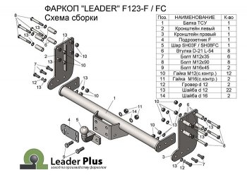 9 399 р. Фаркоп Лидер Плюс (шасси, 2000кг) Ford Transit цельнометаллический фургон (2014-2022) (Без электропакета)  с доставкой в г. Санкт‑Петербург. Увеличить фотографию 4