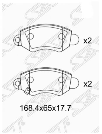 1 299 р. Комплект передних тормозных колодок SAT  Ford Transit (2000-2006) цельнометаллический фургон дорестайлинг  с доставкой в г. Санкт‑Петербург. Увеличить фотографию 1