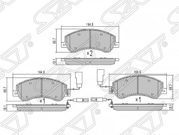 1 569 р. Колодки тормозные передние SAT  Ford Transit (2006-2014), Volkswagen Amarok (2009-2022)  с доставкой в г. Санкт‑Петербург. Увеличить фотографию 1