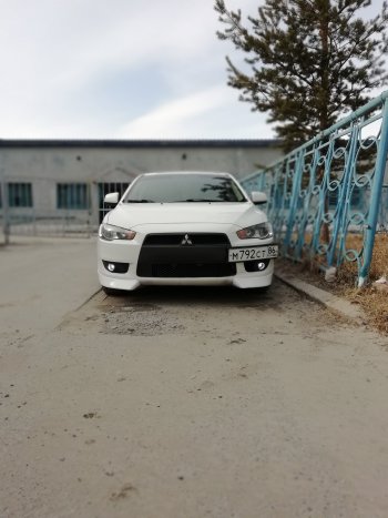 3 099 р. Клыки Evo на передний бампер автомобиля Mitsubishi Lancer 10 седан дорестайлинг (2007-2010) (Неокрашенные)  с доставкой в г. Санкт‑Петербург. Увеличить фотографию 7