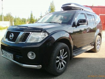 11 699 р. Защита переднего бампера Slitkoff (Ø76) Nissan Pathfinder R51 рестайлинг (2009-2014) (Нержавейка, Полированная)  с доставкой в г. Санкт‑Петербург. Увеличить фотографию 2