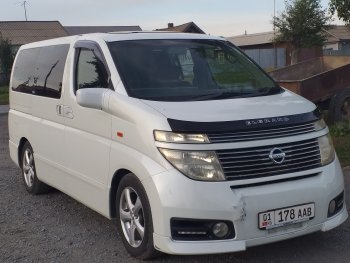 1 759 р. Дефлектор капота CA-Plastic Nissan Elgrand 2 рестайлинг (2004-2010) (Classic черный, Без надписи)  с доставкой в г. Санкт‑Петербург. Увеличить фотографию 2