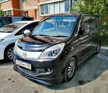 2 299 р. Дефлектор капота CA-Plastiс  Suzuki Solio (2010-2015) дорестайлинг, рестайлинг (Шелкография черная)  с доставкой в г. Санкт‑Петербург. Увеличить фотографию 4