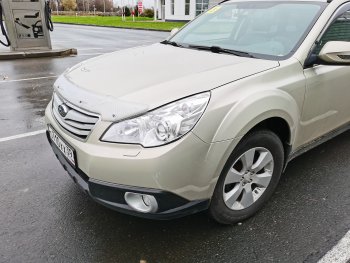 2 079 р. Дефлектор капота CA-Plastiс  Subaru Outback ( BR/B14,  BR,) (2009-2015) дорестайлинг универсал, B14)  рестайлинг универсал (Шелкография серебро)  с доставкой в г. Санкт‑Петербург. Увеличить фотографию 3