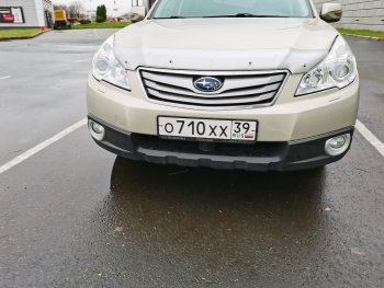 2 079 р. Дефлектор капота CA-Plastiс  Subaru Outback ( BR/B14,  BR,) (2009-2015) дорестайлинг универсал, B14)  рестайлинг универсал (Шелкография серебро)  с доставкой в г. Санкт‑Петербург. Увеличить фотографию 2