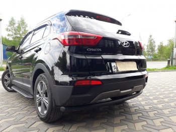 6 199 р. Защита заднего бампера из трубы d57 Slitkoff (радиусная)  Hyundai Creta  GS (2015-2021) дорестайлинг, рестайлинг (Цвет: серебристый)  с доставкой в г. Санкт‑Петербург. Увеличить фотографию 3