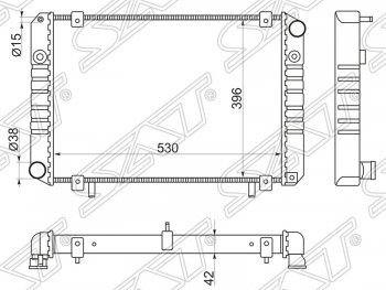 Радиатор двигателя SAT (2-хрядный, пластинчатый, МКПП, без кондиционера) ГАЗ Соболь 2310 1-ый рестайлинг шасси (2003-2010)