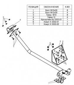 3 499 р. Фаркоп Лидер Плюс ГАЗ ГАЗель 3302 дорестайлинг шасси (1994-2002) (Без электропакета)  с доставкой в г. Санкт‑Петербург. Увеличить фотографию 2