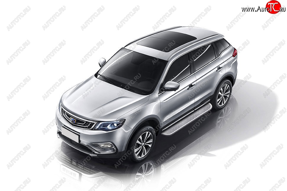 15 349 р. Защита порогов Slitkoff (d57, с листом) Geely Atlas Pro NL3 (2019-2024) (Нержавейка)  с доставкой в г. Санкт‑Петербург