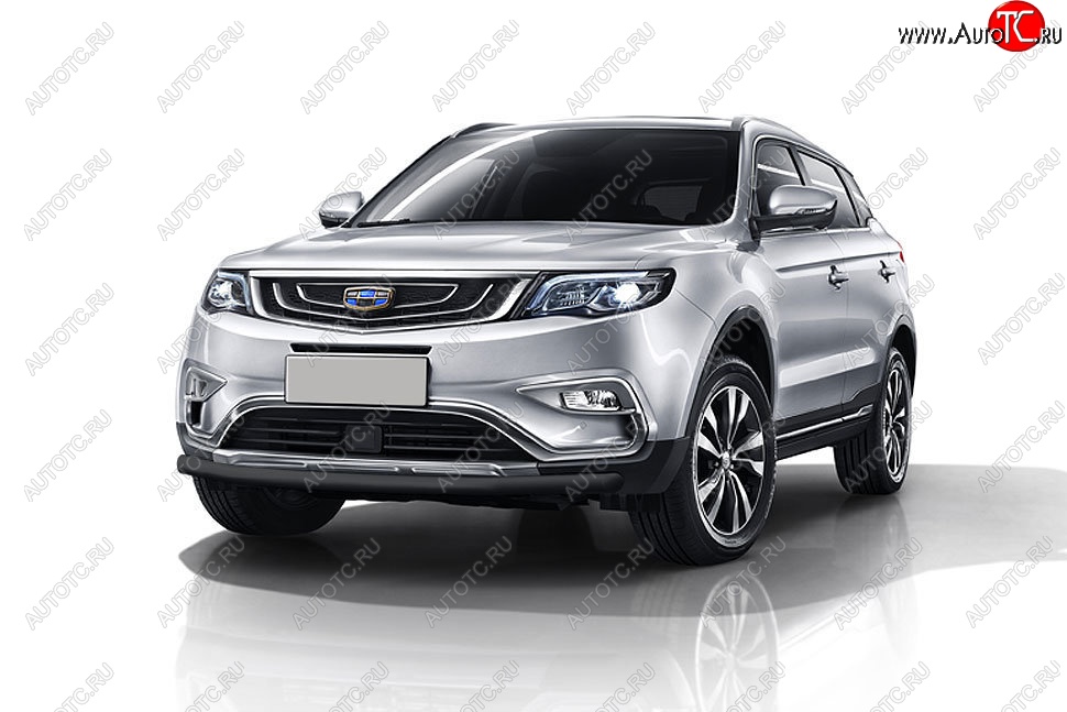 6 999 р. Защита переднего бампера Slitkoff (d57 мм)  Geely Atlas (2017-2024) (Сталь с полимерным покрытием. Цвет: чёрный)  с доставкой в г. Санкт‑Петербург