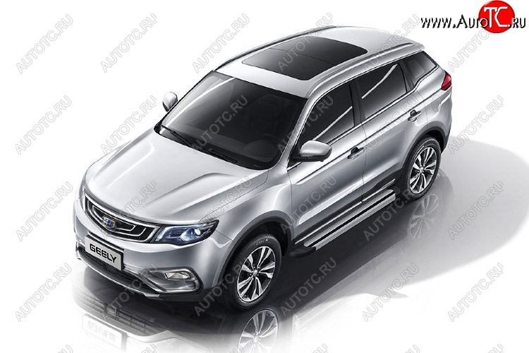 10 699 р. Пороги алюминиевые Slitkoff Geely Atlas Pro NL3 (2019-2024) (Luxe Silver)  с доставкой в г. Санкт‑Петербург