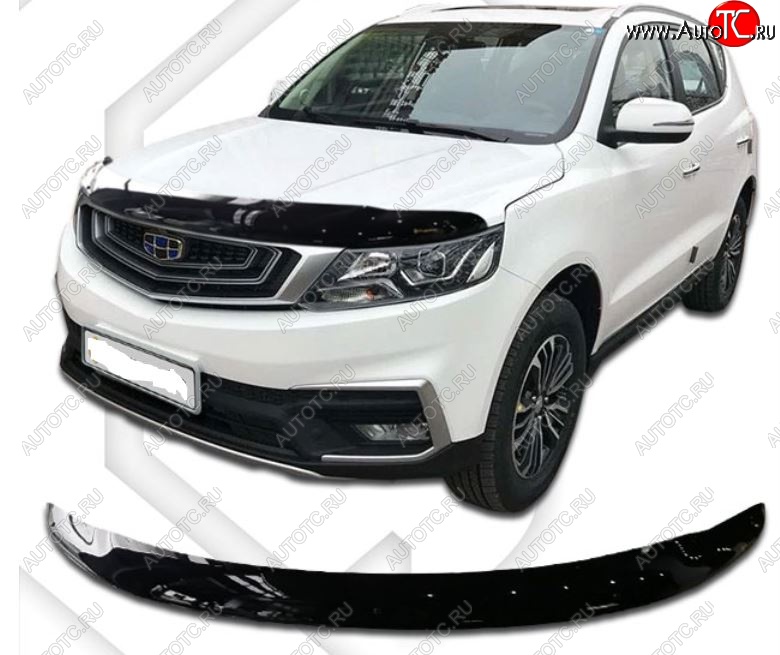 2 199 р. Дефлектор капота CA-Plastiс  Geely Emgrand X7 (2019-2024) (Classic черный, Без надписи)  с доставкой в г. Санкт‑Петербург