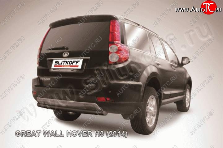 6 599 р. Защита заднего бампера Slitkoff (труба d57, радиусная)  Great Wall Hover H3 (2014-2016)  рестайлинг (Цвет: серебристый)  с доставкой в г. Санкт‑Петербург