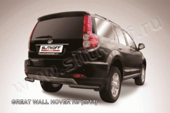 4 799 р. Защита заднего бампера из уголков d57 Slitkoff  Great Wall Hover H3 (2014-2016)  рестайлинг (Цвет: серебристый)  с доставкой в г. Санкт‑Петербург. Увеличить фотографию 1