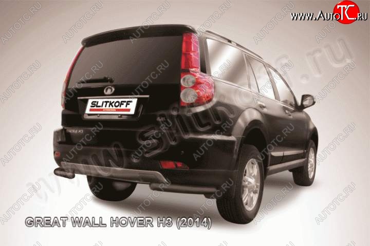 4 799 р. Защита заднего бампера из уголков d57 Slitkoff  Great Wall Hover H3 (2014-2016)  рестайлинг (Цвет: серебристый)  с доставкой в г. Санкт‑Петербург