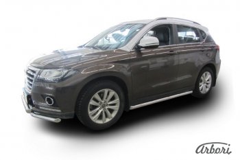 12 869 р. Защита штатных порогов Arbori (нержавейка, d57 mm).  Haval H2 (2014-2021)  с доставкой в г. Санкт‑Петербург. Увеличить фотографию 1