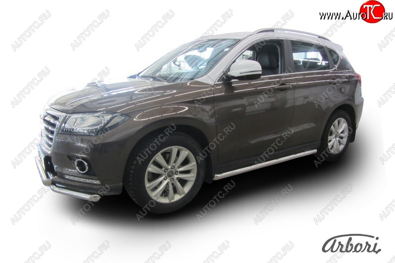 12 869 р. Защита штатных порогов Arbori (нержавейка, d57 mm). Haval H2 (2014-2021)  с доставкой в г. Санкт‑Петербург