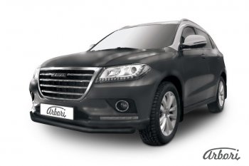 6 029 р. Защита переднего бампера Arbori (черная, 1 труба d57 mm). Haval H2 (2014-2021)  с доставкой в г. Санкт‑Петербург. Увеличить фотографию 1