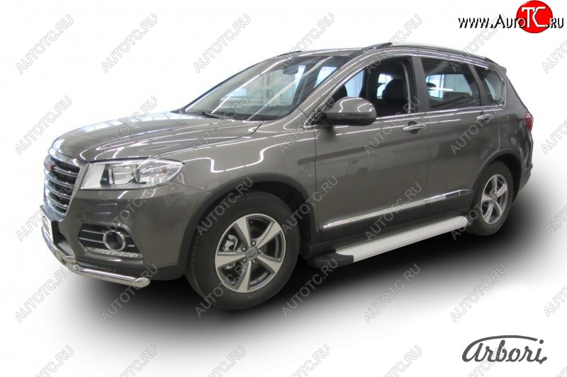 10 979 р. Порожки для ног Arbori Optima Silver Haval H6 (2013-2020)  с доставкой в г. Санкт‑Петербург