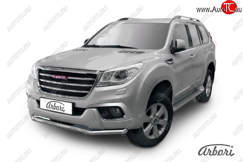 17 399 р. Защита переднего бампера Arbori (нержавейка, 1 труба d57 mm) Haval H9 дорестайлинг (2015-2017)  с доставкой в г. Санкт‑Петербург