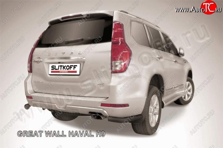 5 249 р. Защита заднего бампера из уголков d76 Slitkoff  Haval H9  1 (2015-2017)  дорестайлинг (Цвет: серебристый)  с доставкой в г. Санкт‑Петербург