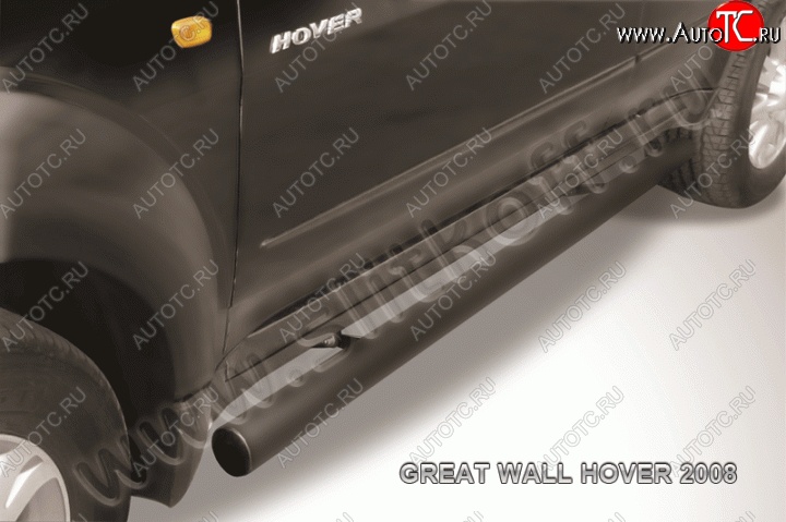 9 199 р. Защита порогов Slitkoff (труба d76)  Great Wall Hover (2010-2014)  1-ый рестайлинг (Цвет: серебристый)  с доставкой в г. Санкт‑Петербург