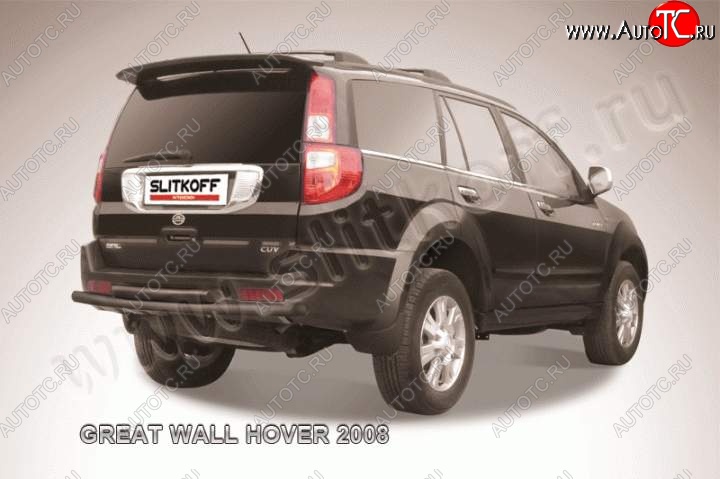 6 599 р. Защита заднего бампера Slitkoff (труба d57/d57)  Great Wall Hover (2010-2014)  1-ый рестайлинг (Цвет: серебристый)  с доставкой в г. Санкт‑Петербург