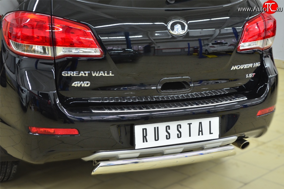 9 999 р. Защита заднего бампера (Ø75x42 мм, нержавейка) Russtal  Great Wall Hover H6 (2012-2016)  с доставкой в г. Санкт‑Петербург