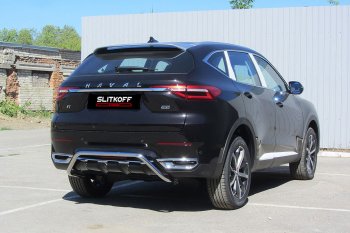 13 449 р. Защита заднего бампера (Ø42 мм, нержавейка) Slitkoff  Haval F7 - F7x  с доставкой в г. Санкт‑Петербург. Увеличить фотографию 1