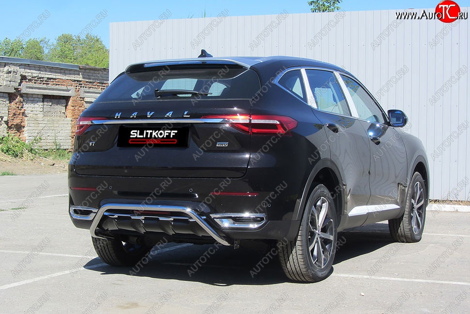 13 449 р. Защита заднего бампера (Ø42 мм, нержавейка) Slitkoff  Haval F7 - F7x  с доставкой в г. Санкт‑Петербург