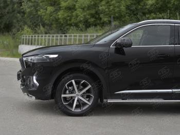 15 499 р. Защита переднего бампера (Ø42 мм, нержавейка, 4WD) SLITKOFF  Haval F7x (2019-2022)  дорестайлинг (полированная нержавейка)  с доставкой в г. Санкт‑Петербург. Увеличить фотографию 4