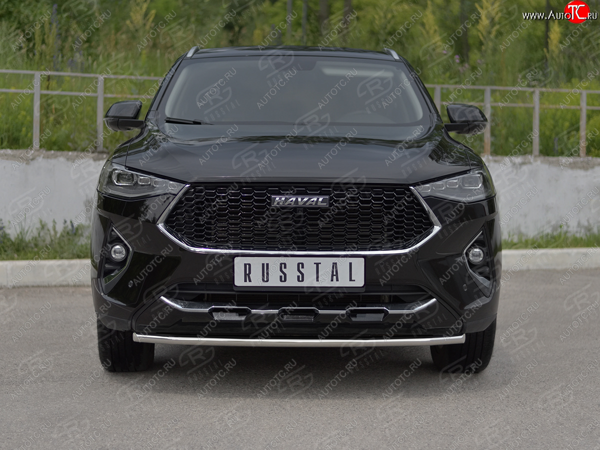 11 199 р. Защита переднего бампера (Ø42 мм, нержавейка, 4WD) SLITKOFF  Haval F7x (2019-2022) дорестайлинг  с доставкой в г. Санкт‑Петербург