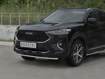 11 199 р. Защита переднего бампера (Ø42 мм, нержавейка, 4WD) SLITKOFF  Haval F7x (2019-2022) дорестайлинг  с доставкой в г. Санкт‑Петербург. Увеличить фотографию 2