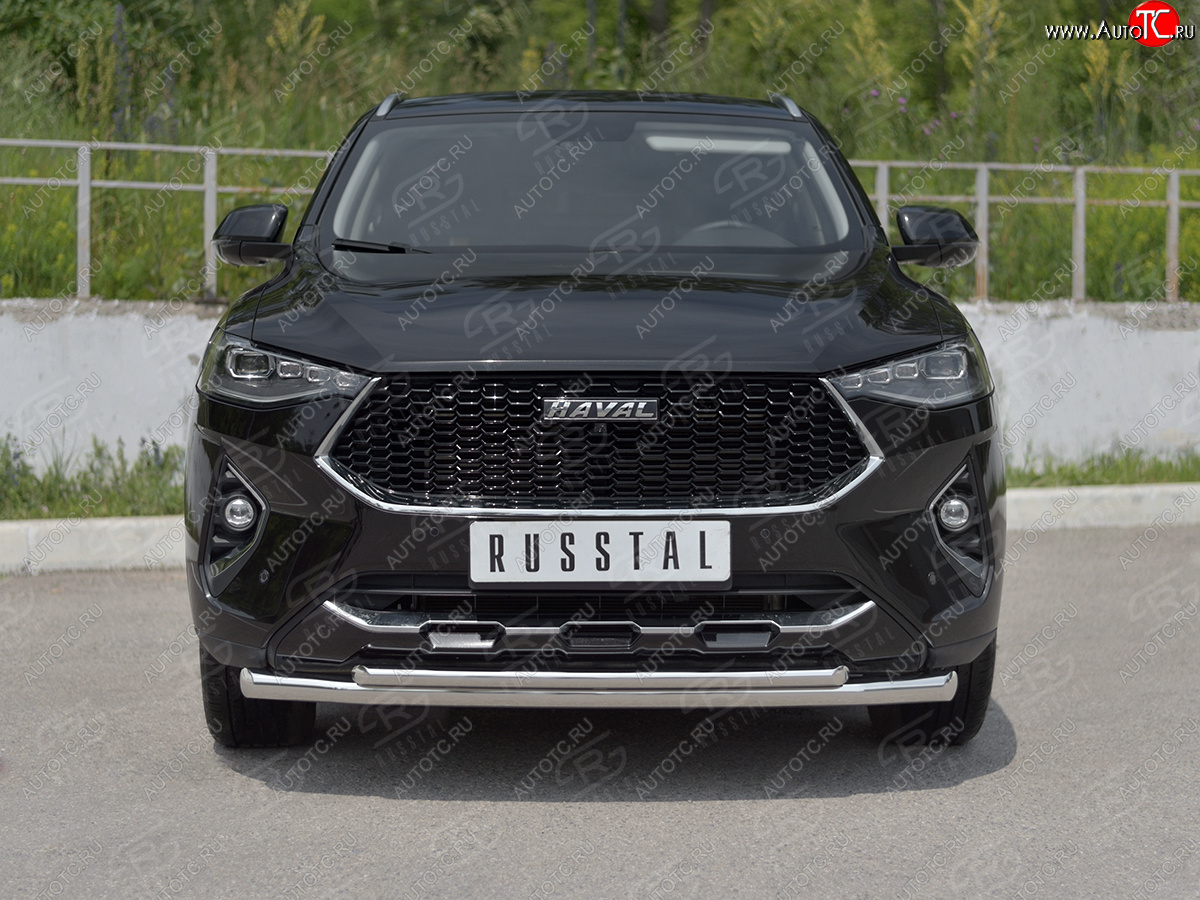 16 749 р. Защита переднего бампера (Ø63 мм секции, нержавейка, 1.5 4WD) SLITKOFF  Haval F7x (2019-2022)  дорестайлинг  с доставкой в г. Санкт‑Петербург