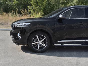 13 699 р. Защита переднего бампера SLITKOFF (Ø63 и 42 мм, окрашенная) Haval F7x  дорестайлинг (2019-2022) (черный)  с доставкой в г. Санкт‑Петербург. Увеличить фотографию 3