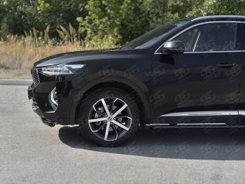 Защита переднего бампера (Ø63 мм, окрашенная) SLITKOFF Haval F7x  дорестайлинг (2019-2022)  (в цвет черный муар)