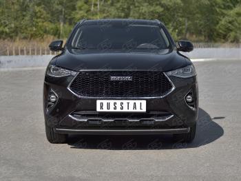 10 999 р. Защита переднего бампера (Ø63 мм, окрашенная) SLITKOFF Haval F7x  дорестайлинг (2019-2022) (в цвет черный муар)  с доставкой в г. Санкт‑Петербург. Увеличить фотографию 4