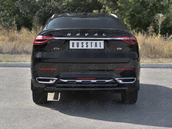 13 699 р. Защита заднего бампера (2 трубы Ø63 и 42 мм,окрашенные)  Haval F7x (2019-2022)  дорестайлинг (цвет черный муар)  с доставкой в г. Санкт‑Петербург. Увеличить фотографию 2