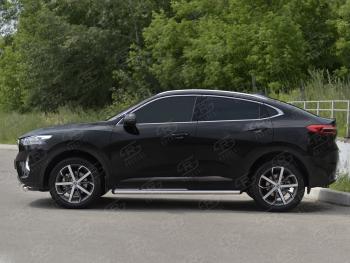 18 599 р. Защита порогов (Ø63 мм) SLITKOFF  Haval F7x (2019-2022)  дорестайлинг (полированная нержавейка, торцы 45°)  с доставкой в г. Санкт‑Петербург. Увеличить фотографию 3