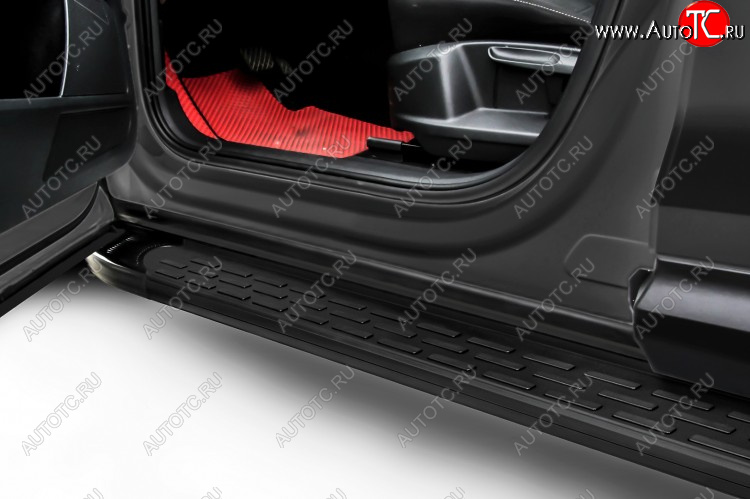 17 399 р. Пороги алюминиевые Slitkoff Premium Haval F7x дорестайлинг (2019-2022) (Black)  с доставкой в г. Санкт‑Петербург