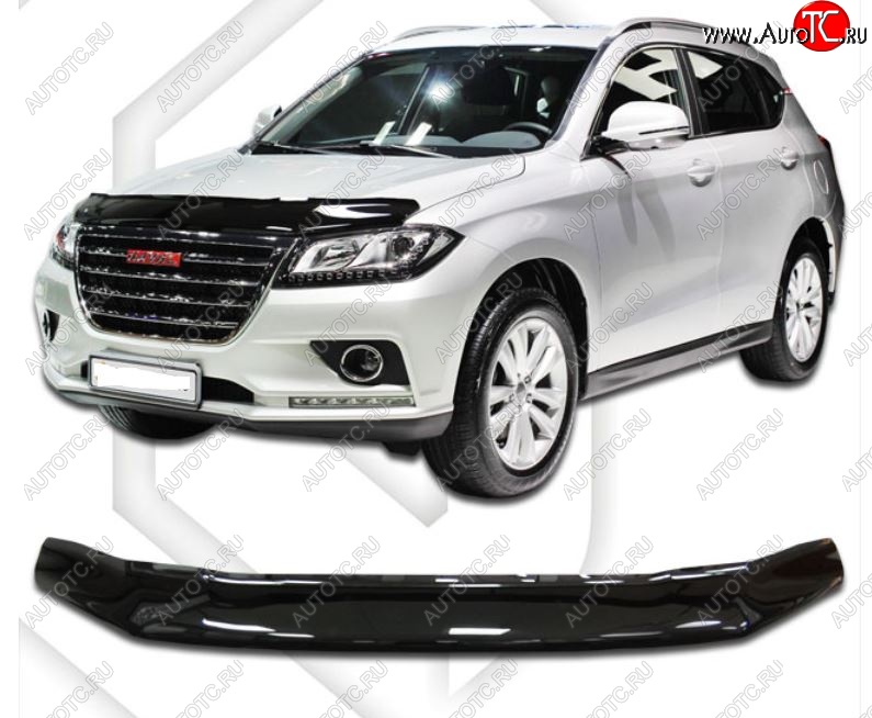 1 989 р. Дефлектор капота CA-Plastic  Haval H2  1 (2014-2020) (Classic черный, Без надписи)  с доставкой в г. Санкт‑Петербург