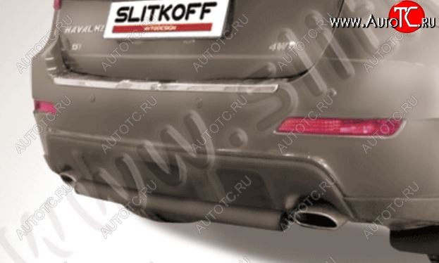 5 249 р. Защита заднего бампера Slitkoff (d57, короткая)  Haval H2  1 (2014-2020) (Сталь с полимерным покрытием. Цвет: чёрный)  с доставкой в г. Санкт‑Петербург