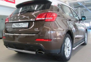 5 249 р. Защита заднего бампера Slitkoff (Ø 57, короткая)  Haval H2 (2014-2021) (Сталь с полимерным покрытием. Цвет: серебристый)  с доставкой в г. Санкт‑Петербург. Увеличить фотографию 1